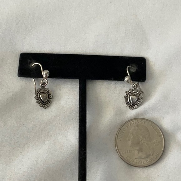 Little Silvertone Heart Earrings - Picture 3 of 3